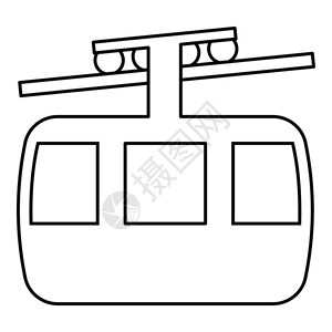 滑雪度假白色电车白色平板矢量图像插画