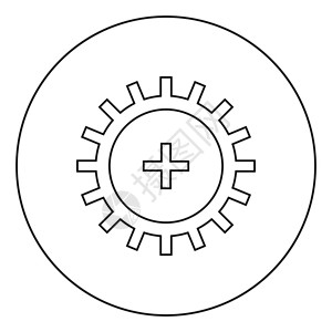 圆形黑色齿轮卡通矢量插图背景图片