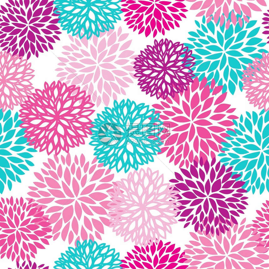 亮花无缝模式紫粉蓝花背景用于网络印刷纺织壁纸复活节卡片设计亮花无缝模式菊背景图片