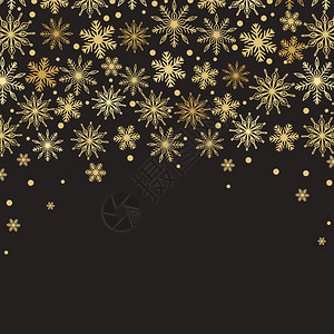 圣诞快乐和新年金冬假装饰设计黑色背景的金雪花圣诞快乐和新年金冬假装饰图片