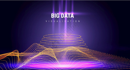 宏大数据未来信息图形美学设计视觉信息复杂度数据线图集商业分析图解波点的分形网格声音可视化背景图片