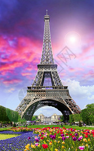 巴黎日落时游埃菲尔图片