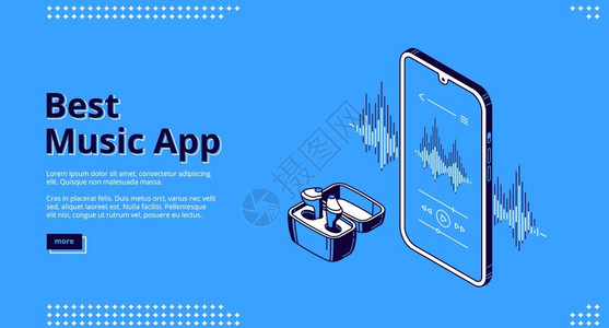 音乐播放和无线耳机概念海报图片