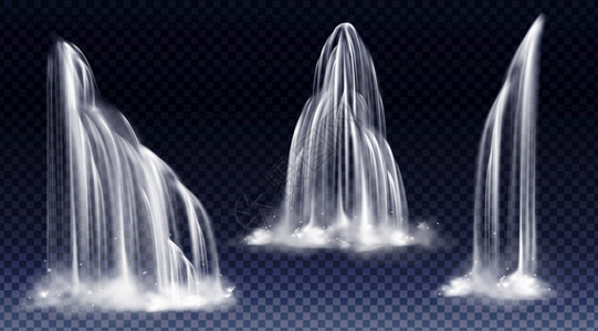 游泳池的水的喷泉3d写实瀑布插画