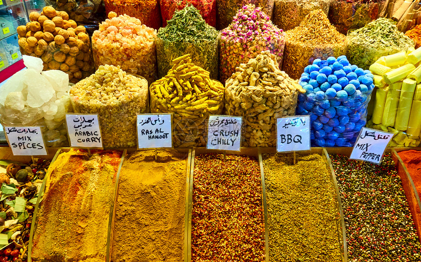 阿联酋迪拜Spice市场各种不同颜色的东方季节不同图片