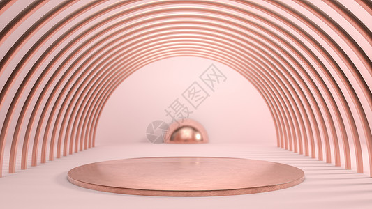 goldenGolden圆舞台在粉红背景上由金环组成的隧道中在粉红色背景上在金环组成的隧道中在金环组成的圆台展或讲中在粉红背景上展示金环组成背景