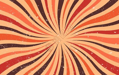 红色发散射线复古抽象放射的太阳背景插画
