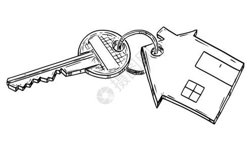 矢量卡通画家庭钥匙的概念插图家庭钥匙的用Renting购买或拥有房子公寓矢量卡通插图家庭钥匙的用插图背景图片