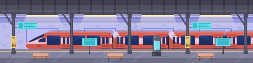 3号线地铁站地铁站台插画