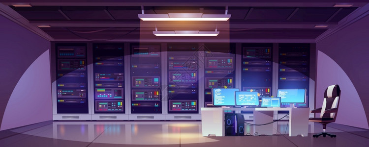 服务器机架的数据中心室图片