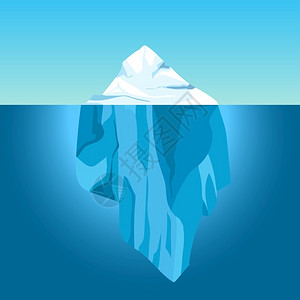 海底冰山水中的卡通冰山插画