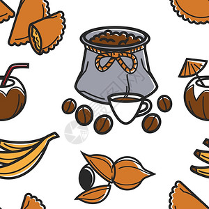 木瓜炖牛奶巴西咖啡豆插画