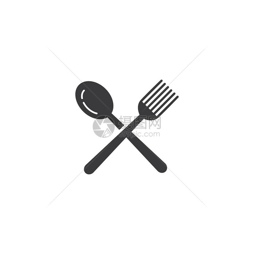 厨房图标烹饪工具矢量平板设计图片