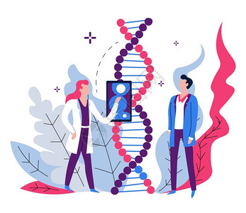 DNA基因科学家卡通矢量插画图片