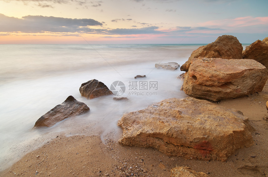 美丽的海景自然构成日落自然合成图片