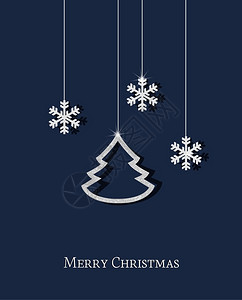 圣诞背景银树雪花贺卡树图片