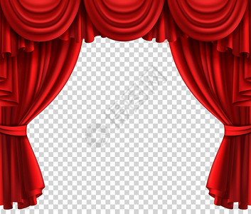 透明窗帘红色剧院幕真实的场景在透明背电影或马戏团的奢华长裙或天鹅绒打开舞台矢量实际布幕真的场景在透明背电影或马戏团的奢华丝或天鹅绒打开舞插画