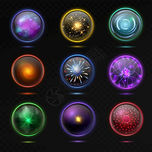 神奇晶体球闪亮的能量和电的光电的光的光的玻璃亮球的星电矢量星背景图片