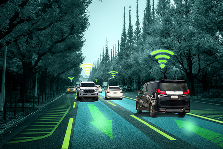 未来适应巡航控制遥感附近车辆和行人智能运输技术数字的高清图片素材
