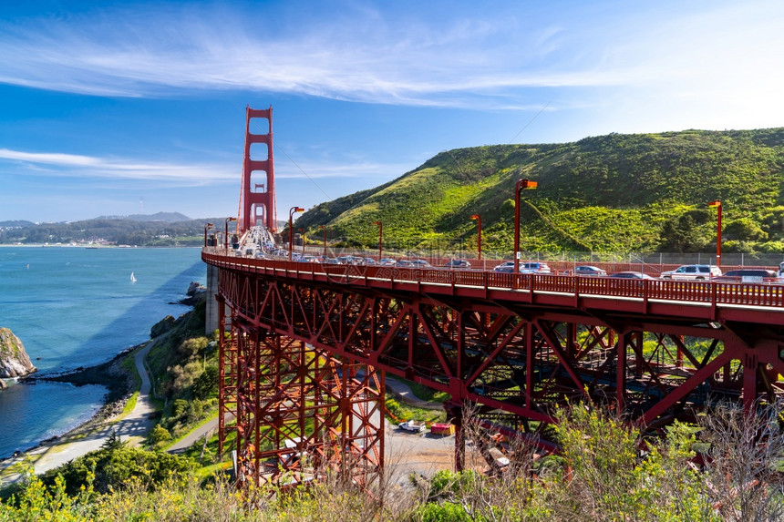 金门桥ViewVista点旧金山美州北加利福尼亚太平洋西海岸美国陆地标志旅行目的和城市景色概念图片