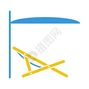 卡通太阳伞下的沙滩椅矢量元素图片