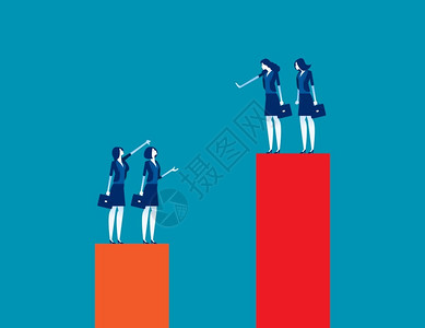 女团队商业团队羡慕另一个人团队概念商业矢量图增长发展思考插画