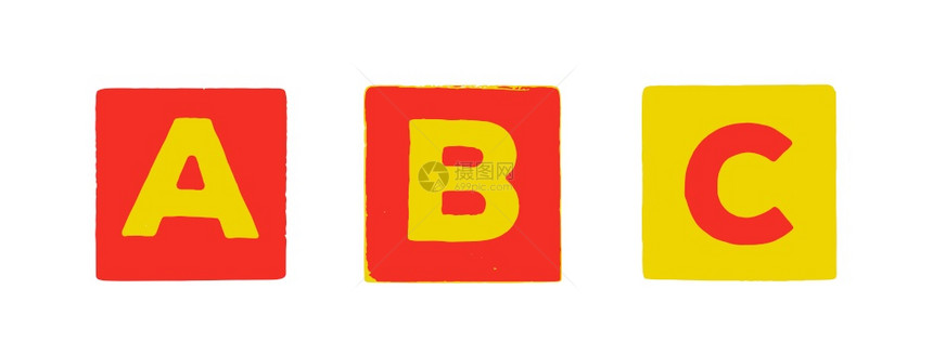 白色背景上隔离的ABC玩具字母表区块图片