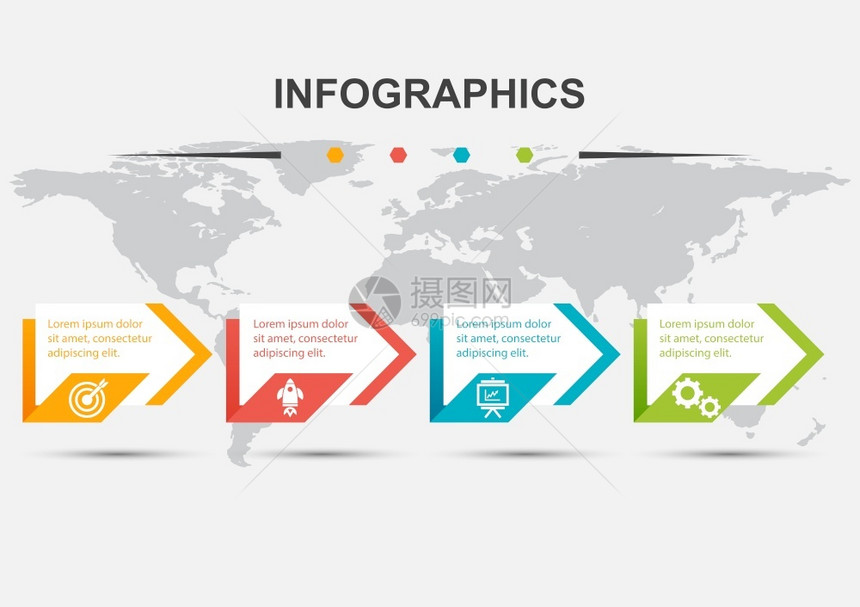 配有4步箭库存矢量的Infograph设计模板图片