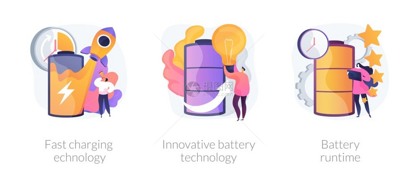 蓄积能力源维护快速充电技术创新池运行时间比喻矢量孤立概念比喻图新的电池生命工程矢量概念比喻图片
