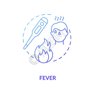 发热概念图标传染病症状接种抗药有细线插图概念高体温矢量孤立大纲RGB颜色绘图背景图片