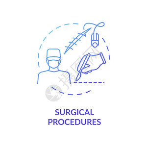 外科手术程序概念图标专业外科医生职业构想细线插图医疗作业切割和缝纫矢量孤立大纲RGB颜色图画外科手术工作构想概念图标背景图片