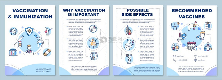 疫苗接种和免小册子模板疾病保护传单小册子用线图标设计的封面杂志年度报告广海的矢量布局疫苗接种和免小册子模板图片