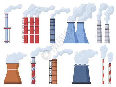烟雾图标工业烟囱有毒空气工厂雾污染病媒示意图标工厂排放肮脏烟雾的工厂空气污染有毒烟囱管工厂雾污染病媒示意图标插画