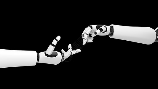 未来机器人黑色背景的工智能CGI机器人3D制作动画插图图片