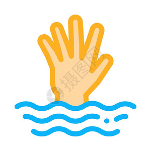 保存溺水人图标矢量保存溺水人符号孤立的轮廓符号插图保存溺水人图标矢量插背景图片