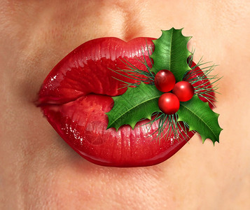 圣诞爱情是节日时尚冬季美容庆典是盛大的红嘴唇图片