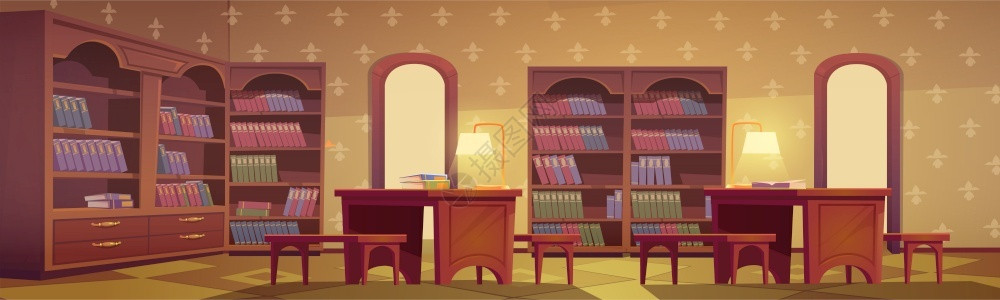 图书馆内部阅读室背景图片