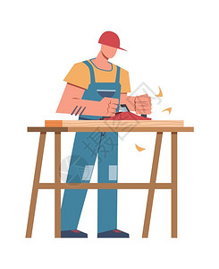 铁质工具木锤子建筑工和专业设备木板锯制柜房屋翻新或木工修理固定矢量男特的木匠锯板制柜房屋翻新或木工修理固定矢量特木匠板制房屋翻新或木工修理固定插画