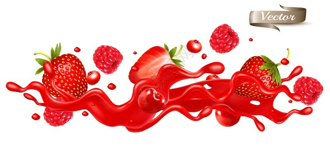 动感草莓果汁和樱桃高清图片