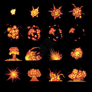 金沙粒子动画卡通爆炸烟火矢量设计元素插画