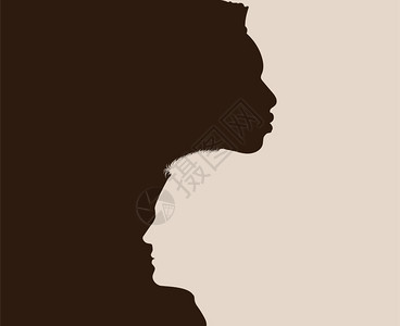 高加索犬种族平等反主义概念海报非裔美国人与另一名高加索人交织在一起的概况头巾插画