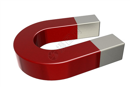 红马蹄铁磁在白色3D铸造上隔离高清图片