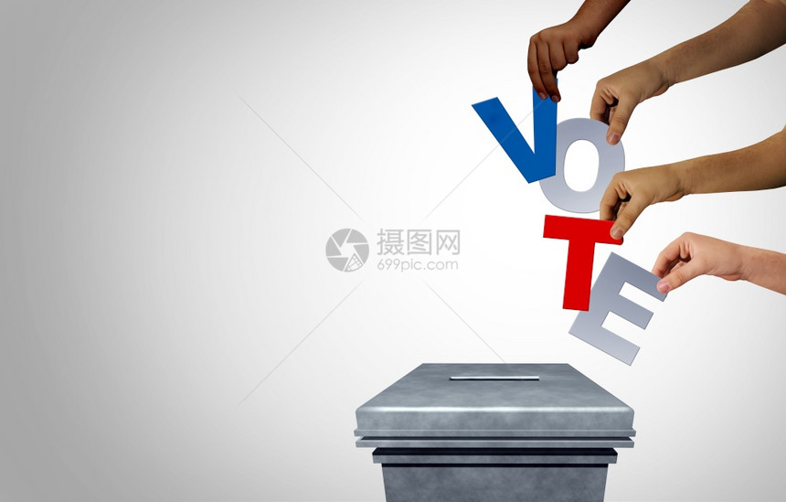 总统选举投票和多样概念如不同手在投票站作为民主3D的一项是3D的组成部分图片