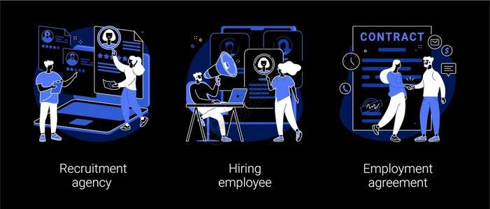 招聘机构雇用员就业协议工作名单复职空缺位合同形式面试黑暗模隐喻图片
