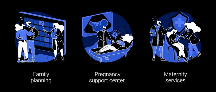 怀孕和分娩支助抽象概念矢量图图片