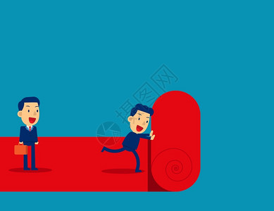 红色地毯老板走着红地毯员工出场设计商业矢量说明平板商业漫画设计插画