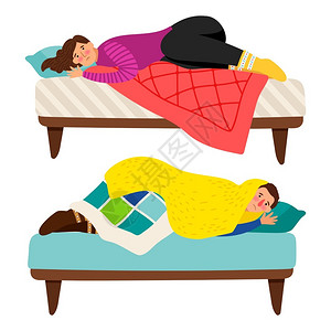 妇女和男子在床上的抑郁症病媒概念男女抑郁症问题悲哀男女在床上的抑郁症病媒概念背景图片