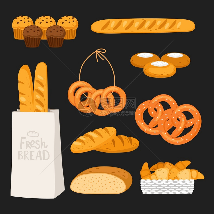 面包蛋糕和羊角面包和糕饼点餐面包和和图片