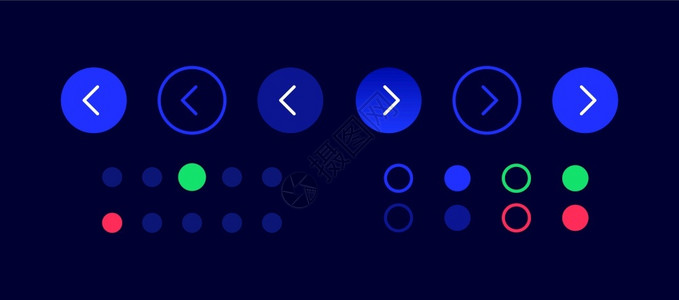 翻转页面UI元素工具包左箭头和右复选框孤立矢量图标条形和仪表板模带有暗色主题界面的移动应用程序网络设计部件收藏元素工具包背景图片