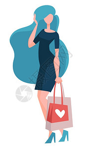 商场购物的女士卖买衣服妇女用袋购物和包孤立女格媒介穿紧身衣包装折扣服和纸包超市或商场妇女购物袋或包卖衣服插画